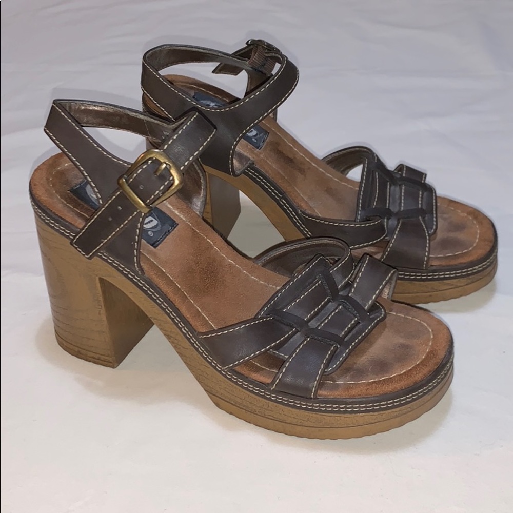 Brown Chunky High Heel Sandals